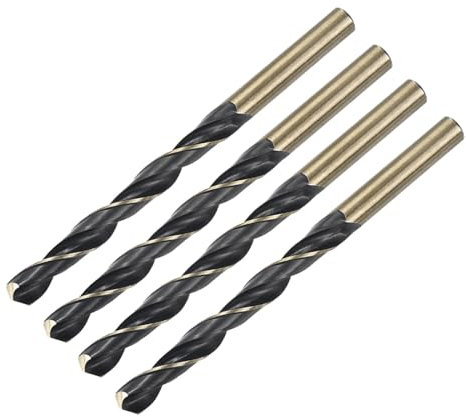 sourcing map 4pcs Straight Shank Twist Drill Bits 8mm Gold Titanium & Black Nitride Coated High Speed Steel (HSS) 4341 with 8mm Shank for Stainless Steel Alloy Metal Plastic Wood
