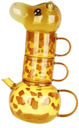 perfk Ensemble de Théière Girafe Thème Animal avec Couvercle, Tasses à Lait pour Table de Bureau et de Maison