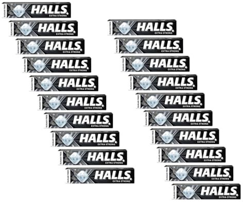 Halls® | Caramelle Rinfrescanti Senza Zucchero | Halls® Extra Forte | Caramelle Mentolo ed Eucalipto - 20 Pezzi (640 Gr)