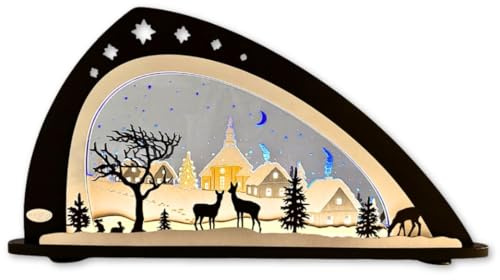 weigla - LED Schwibbogen Stille Nacht I Erzgebirge I Weihnachten | Lichterbogen inklusive Beleuchtung I aus Holz & Acryl I beleuchtete Weihnachtsdeko innen