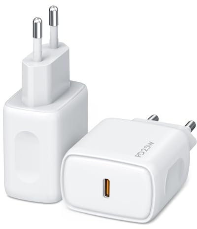 Jsdoin Lot de 2 adaptateurs USB C, 25 W, chargeur USB C, adaptateur secteur PD 3.0, chargeur rapide, compatible avec iPhone 16/15/14/13/12/11 Pro Max/SE, iPad, AirPods, Samsung