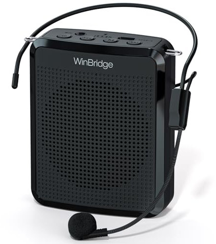 WinBridge - Amplificador de Voz con micrófono portátil, micrófono de Profesor para Aula, Altavoz de guía turística, micrófono de Auriculares para Instructor de Grupo, micrófono megáfono, Sonido Claro