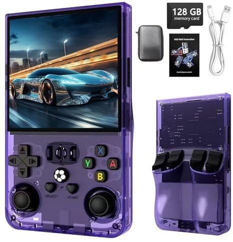 QuazarPyon Console de Jeu Portable,128G (Pourpre)