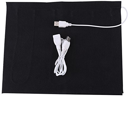 Badafaci 5V USB-Heizkissen für Kleidung 35℃-50℃ Kommt mit 1,5 M Kabel Leicht zu Reinigendes Kohlefasermaterial für Schulter Nacken Rücken Haustierbett Heizkissen Schwarz