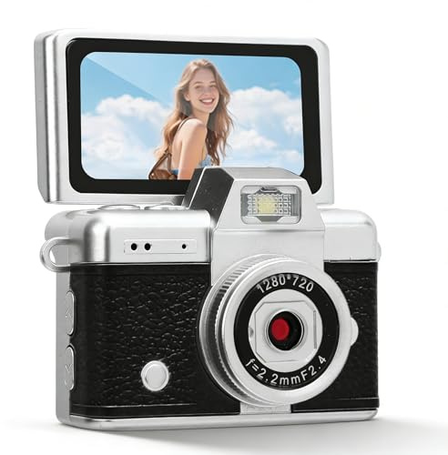 MENDUNER Retro Digital Camera, 180 Degree Flip Screen Vintage Camera with Creative Filters and Beauty Effects, Travel Study Recording Vlog (Black)