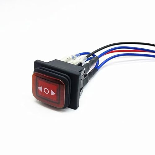 Switian Interrupteur à bascule momentané étanche IP65, inverseur de polarité 6 broches 3 positions ON-OFF-ON 10A 12V LED rouge pour moteur CC KCD4