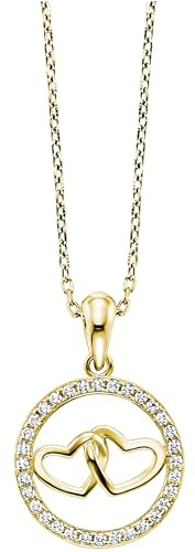 Julie Julsen JJNE34928-G Damen Collier Herz Sterling-Silber 925 Gold weiß Zirkonia 43 cm