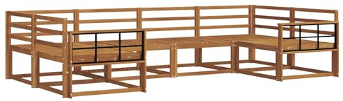 vidaXL Outdoor-Sofagarnitur 6 pcs Natur Massivholz Akazie, Akazienholz Outdoor-Sofa-Set, modernes Gartenmöbel, Pool-Sitzgelegenheiten, Hinterhof-Lounge, Patio