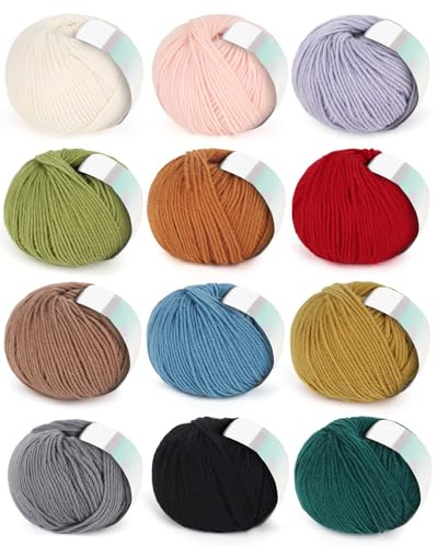 Coopay 600g Merinowolle zum Stricken, Merino Wolle zum Häkeln, Mehrfarbig | 12x50g Superweich Sockenwolle 4Fädig, Häkelgarn aus 98% Merinowolle und 2% Baumwolle, Strickwolle für Kleidung, Schal, Tücher
