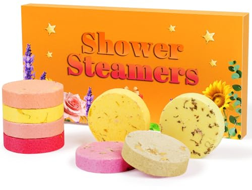 Adiwo Tablettes de Douche D'aromathérapie 8pcs, Set Biologiques et Naturelles Bombes de Bain Moussant, pour Home Travel Bathroom Fun, Ami des Végétaux,Cadeau fête, Noël