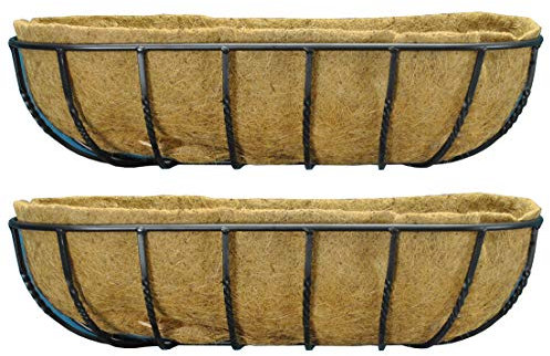 Selections Pack of 2 Metal Wall Trough Hayrack Planters (75 Centimeters), Outdoor, Black