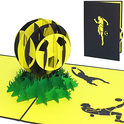 LINPOPUP®, Fußball, POP UP Karten Geburtstag, Geburtstagskarte, Stadion Schwarz Gelb, FC Aachen Auerbach Dortmund Bayreuth Bern Verona, 3D Fußball Karte, N304
