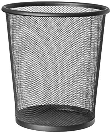 EUROXANTY Papelera de oficina | 28 x 26 cm | Papelera circular de rejilla metálica | Papelera negra | 12 L Negro