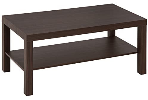 HOMCOM Mesa de Centro Mesa Baja para Salón con 2 Estantes de Almacenamiento para Sala de Estar Dormitorio 90x45x44,5 cm Natural Nogal