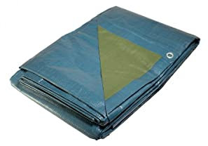 KALEMBAL Bâche Travaux 6x10 m - Résistante - Etanche - Anti-UV - Bleue et verte - Oeillets