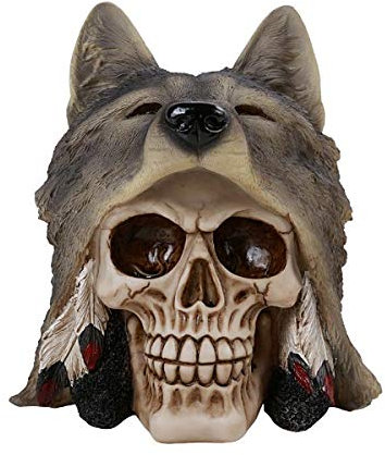 Pacific Giftware PT Dekofigur Indischer Totenkopf mit Wolfskopf