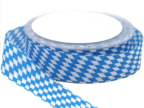 Unbekannt Raute Karoband Oktoberfest Schleifenband Tischdeko Blau-Weiss Bayrisch Basteln 25m 25mm