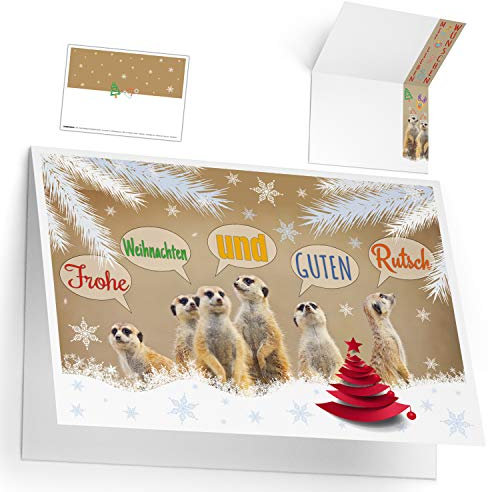 Weihnachtskarten Set (12 Stück) ERDMÄNNCHEN - lustige Premium Klappkarten - ideal privat & geschäftlich - Frohe Weihnachten Karten von BREITENWERK