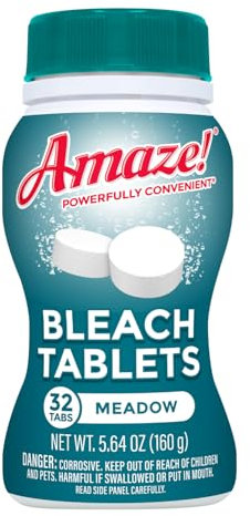 AMAZE Ultra Concentrated Bleach Tablets [32 tablets] - Meadow Scent - for Laundry, Toilet, and Multipurpose Home Cleaning. No Splash Liquid Bleach Alternative