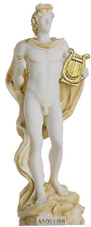 Apollo Gott der Musik Poesie Kunst Goldton Alabaster Statue Skulptur 17cm