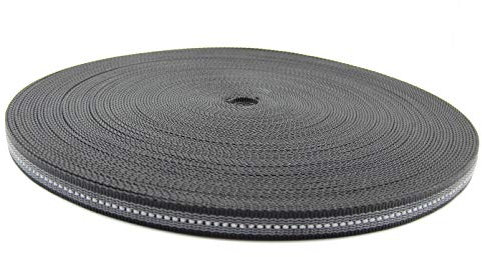 Meterware Polypropylen Gurtband gummiert Breite 20 mm Schwarz Reflektierend