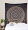 Popular Handicrafts Tapisserie Wandbehang Hippie Ombre Mandala Bohemian Hippie Psychedelic Design Indische Tapisserien Tagesdecke 76 x 101 cm Blau Gold