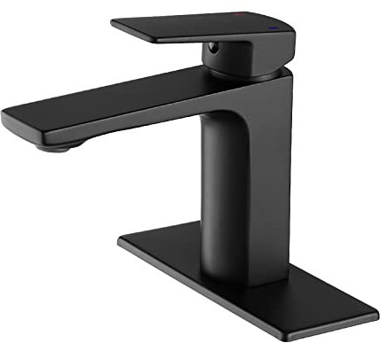 VOTON Rubinetto da bagno nero Rubinetto per lavabo da bagno a foro singolo Rubinetto moderno Vanity, Un foro 3 fori con piastra di copertura, Rubinetto per bagno camper camper