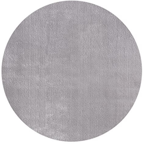 Mia's Teppiche Olivia Wohnzimmer/Schlafzimmer Teppich - waschbar - 200 cm Rund, Grau