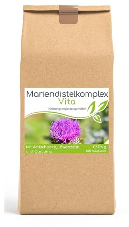 Cellavita Mariendistel Komplex Vita (Mariendistelextrakt) Extrakt mit Mariendistel, Artischocke, Löwenzahn und Curcuma | natürlich & vegan | (300 Kapseln)