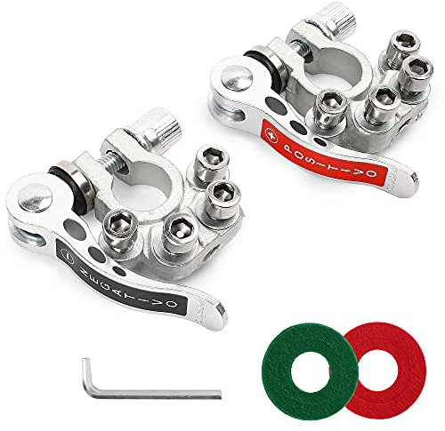 LotFancy Lot de 2 pinces de batterie, borne de batterie, connexions de voiture, connexion de batterie robuste, pinces de poteau, batterie de voiture pour voitures, camions, bus, motos