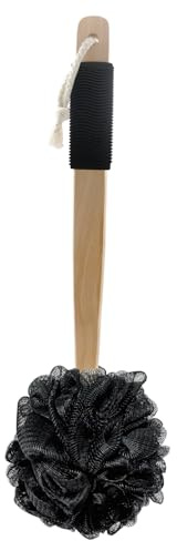 Amazon Basics Exfoliating Loofah Brush, Body Scrubber with Rubber Handle for Shower, Bath Sponge
