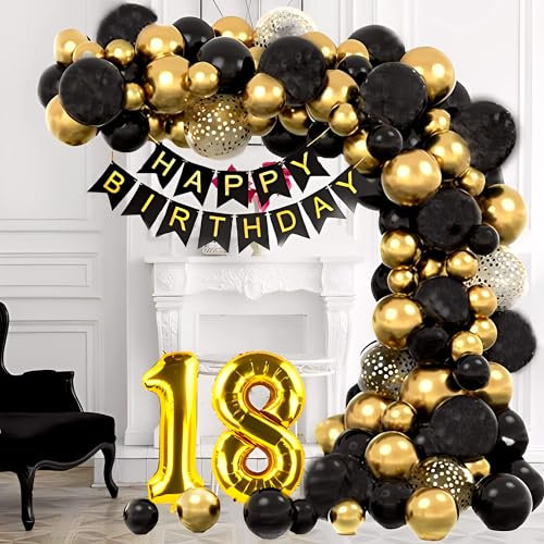 Ballonbogen mit Pumpe, Luftballons guirlande schwarz und gold für Geburtstagsdekoration, dekoratives Ballonbogen-Set (18 Jahren)