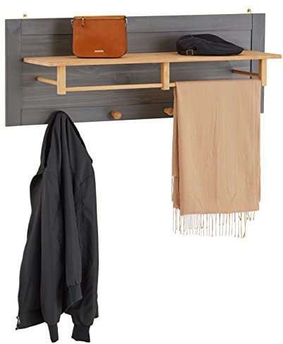 IDIMEX Garderobe BOLTON in anthrazit aus Kiefer im Landhausstil, Hängegarderobe mit 4 Kleiderhaken aus Massivholz, Wandgarderobe aus Holz lackiert mit Haken