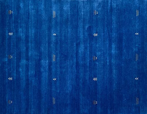 WAWA TEPPICH Wollteppich aus Handarbeit Blau 160 x 230 cm | Wollteppich aus indischer Handarbeit, sorgfältig von Hand gefertigt