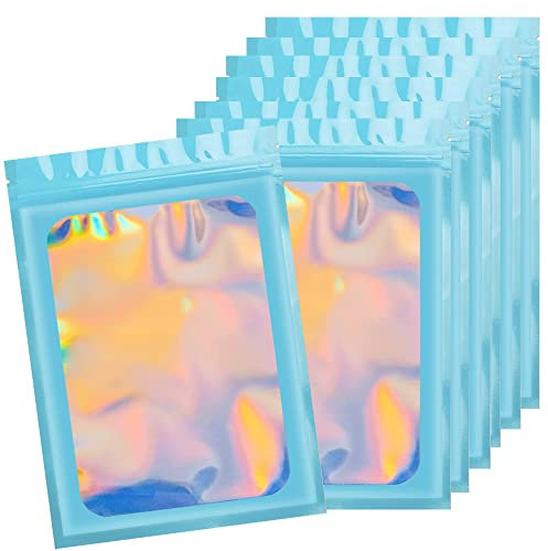 12x20cm 25 Grip Foil Ziplock Bags, Blue Small Clear Plastic Bags, Resealable Storage Pouches, Poly Zip Lock Bags, Perfect for Kitchen Storage, Jewellery, Diamond Painting, Small Cookies and Sweets