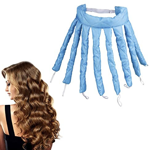 YEJAHY Heatless Curling Iron Headband, Design Big Waves, Soft Heatless Overnight Curling Iron Abnehmbar, Styling Tool für Mittellanges Haar (Blau)