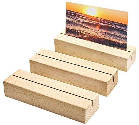 Csirnto Holz Kartenhalter 12 Stück Tischkartenhalter Hochzeit Tischnummer Halter Fotohalter Postkarten Dekoration Holz Menükartenhalter Namesschild Fotohalter für Hochzeiten Bankette und Partys