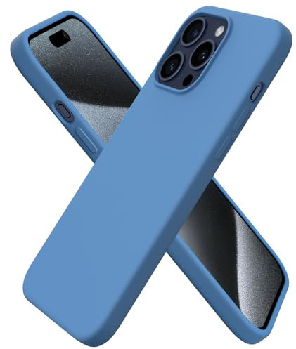 ORNARTO Compatible with iPhone 15 Pro Max Case 6.7, Slim Liquid Silicone 3 Layers Full Covered Soft Gel Rubber 15 Pro Max iPhone Case Cover 6.7 inch-Blue