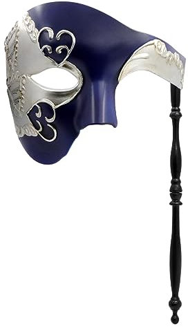 Thmyo Handheld-Halbgesichtsmaske für Herren, Phantom der Oper, Vintage-Design, venezianischer Karnevalsmaske mit Haltestab, Party-Kostüm-Zubehör, 3G71215074ZQW0SJOHH, Maks-6