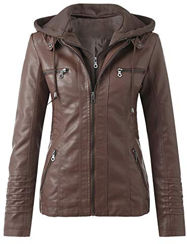 Cocila Women's Faux Leather Biker Jacket Tops Zip Jacket Women's Belt Collar Leather Slim Suit Stand Coat Motorcycle Women's Coat Womens plus Size Vest 3x