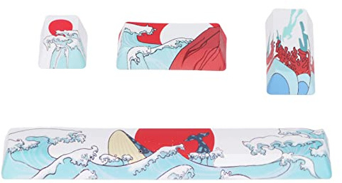 4Pcs Capuchons De Touches Personnalisés Motif De Dessin Animé DIY PTB Keycaps Intéressant DIY PTB Keycaps Kit Comprenant Espace, ESC, Entrée Et Entrée du Pavé Numérique Pour Claviers Mécaniques