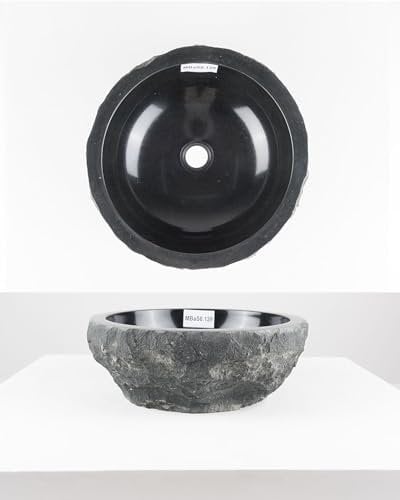 Marmor Waschbecken 40 cm rund in schwarz von WOHNFREUDEN - Mit Unikat Auswahl