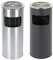 2in1 Edelstahl Standaschenbecher mit Mülleimer, 30 Liter, Entnehmbarer Inneneimer, Stand Aschenbecher für Draussen Außen, Windaschenbecher für Eingangsbereich, Hotel (Silber + Schwarz, 30L, 2PCS)