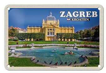 FEMER Blechschild Reise 18x12cm Zagreb Kroatien Kunstpavillon Dekoration