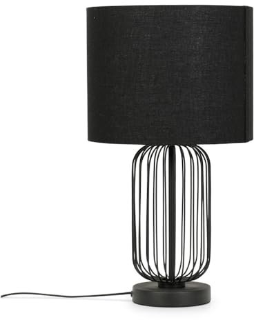 ValueLights | Black Wire Cage Dimmer Touch Table Lamps with Fabric Drum Lampshade | Table Lamps, Home Décor & Improvement Essential