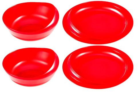 AQUASHIELDING Auslaufsichere Schüssel und Teller, selbsternährendes Geschirr mit Saugfuß, anpassbar für ältere, behinderte Erwachsene mit Parkinson, Demenz, Schlaganfall und Zittern (4er-Pack)