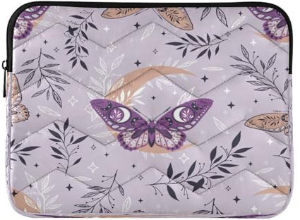 Laptop-Hülle für Laptop, klassisch, 33-35,6 cm, Boho, Magie, violette Sterne, Safari, Schmetterlinge, Kräuter, Computerhülle mit Reißverschluss, für Männer und Frauen