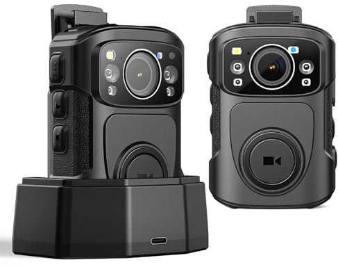 BOBLOV B4K5 128GB 4K Bodycam Polizia professionale, 3400mAh IP68 impermeabile GPS Police Body Cam per 11 ore di registrazione video, fornisce dock di ricarica, Fotocamere montate sul corpo