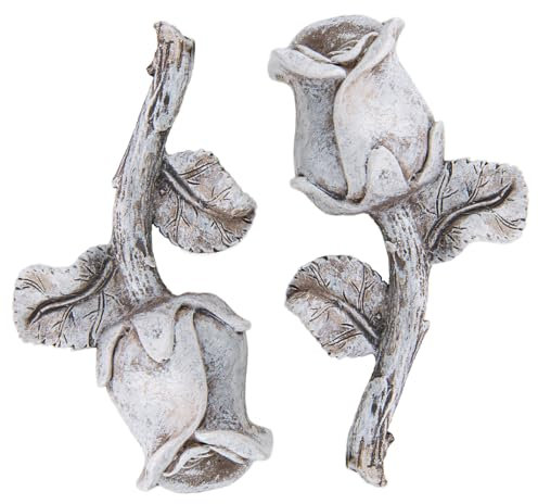 Logbuch-Verlag 2 Rosen aus Kunststoff Grabdeko wetterfest 11 x 6 x 2 cm Allerheiligen Trauerfloristik Garten