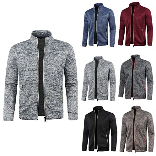 Sweatjacke Herren mit Reissverschluss Ohne Kapuze Klassisch Sportjacke Leichte Jacke Stehkragen Trainingsjacke Strickjacke mit Taschen Freizeitjacke Softshelljacke Laufjacke